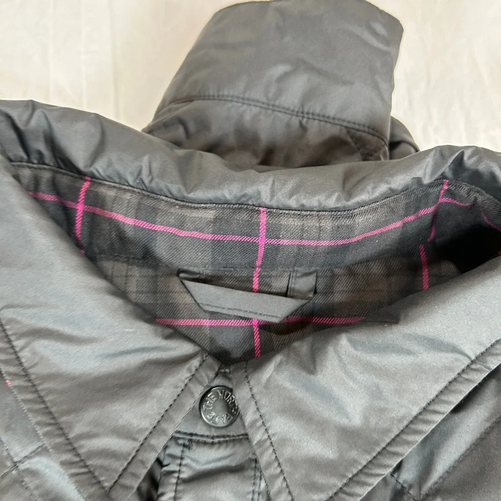 The North Face Mens XXL Reversible Quilted Flannel Shirt Jacket Black Plaid